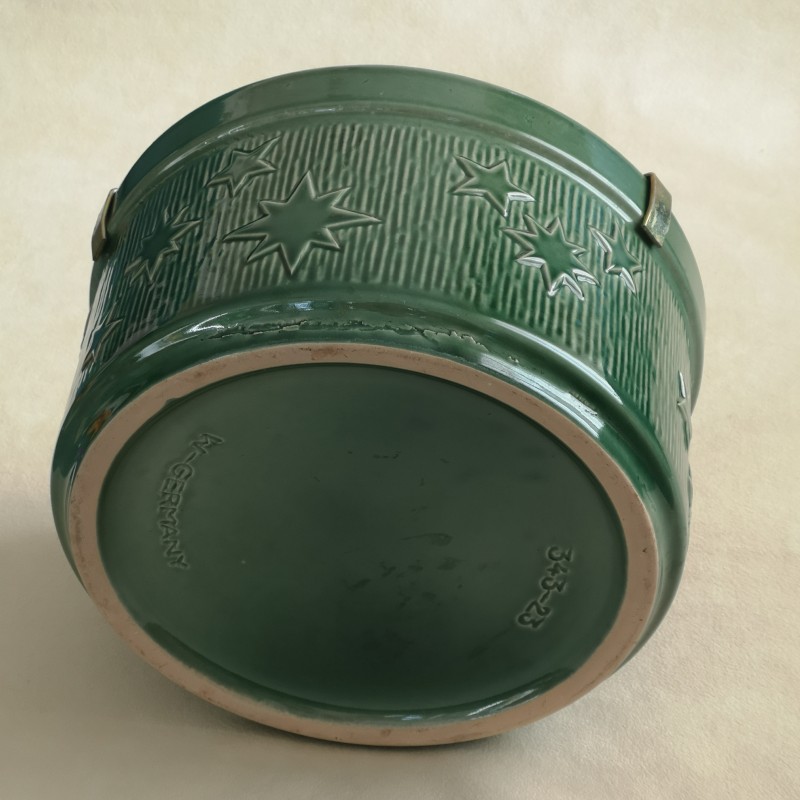 Vintage keramiek kerstboomstandaard Scheurich W.-Germany 343-23 groen sterretjes - Afbeelding 3