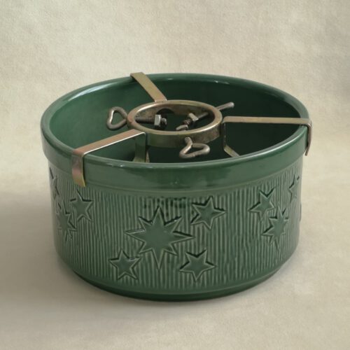 Vintage keramiek kerstboomstandaard Scheurich W.-Germany 343-23 groen sterretjes