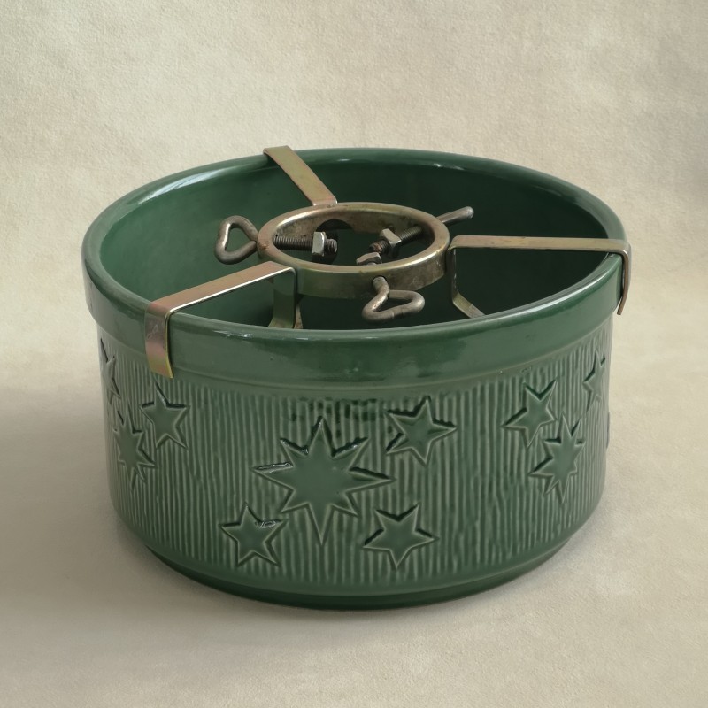 Vintage keramiek kerstboomstandaard Scheurich W.-Germany 343-23 groen sterretjes